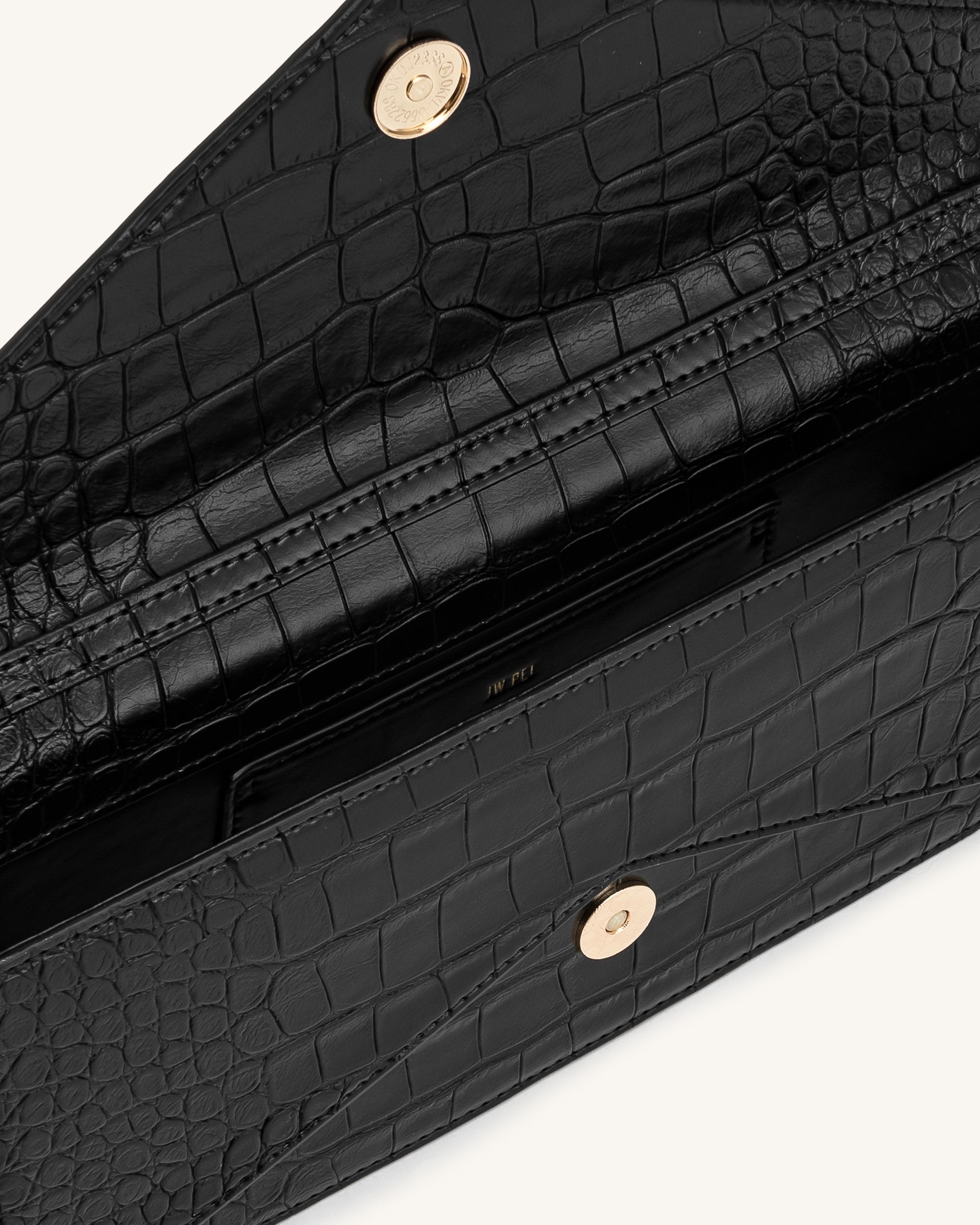 Celeste Envelope Top Handle Bag - Black Croc