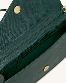 Celeste Envelope Top Handle Bag - Olive Green Lizard Texture