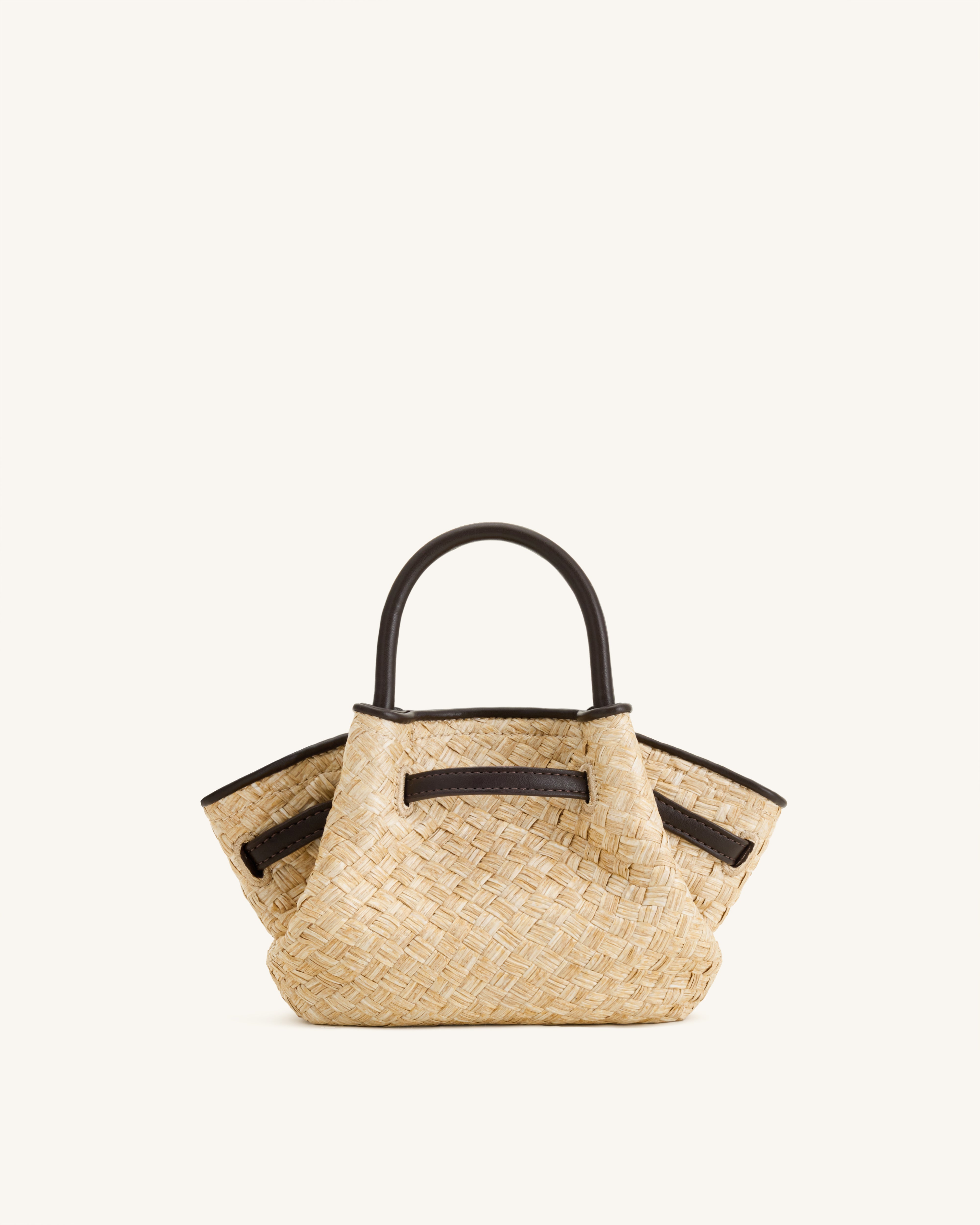 Hana Mini Faux Straw Tote Bag - Brown | JW PEI