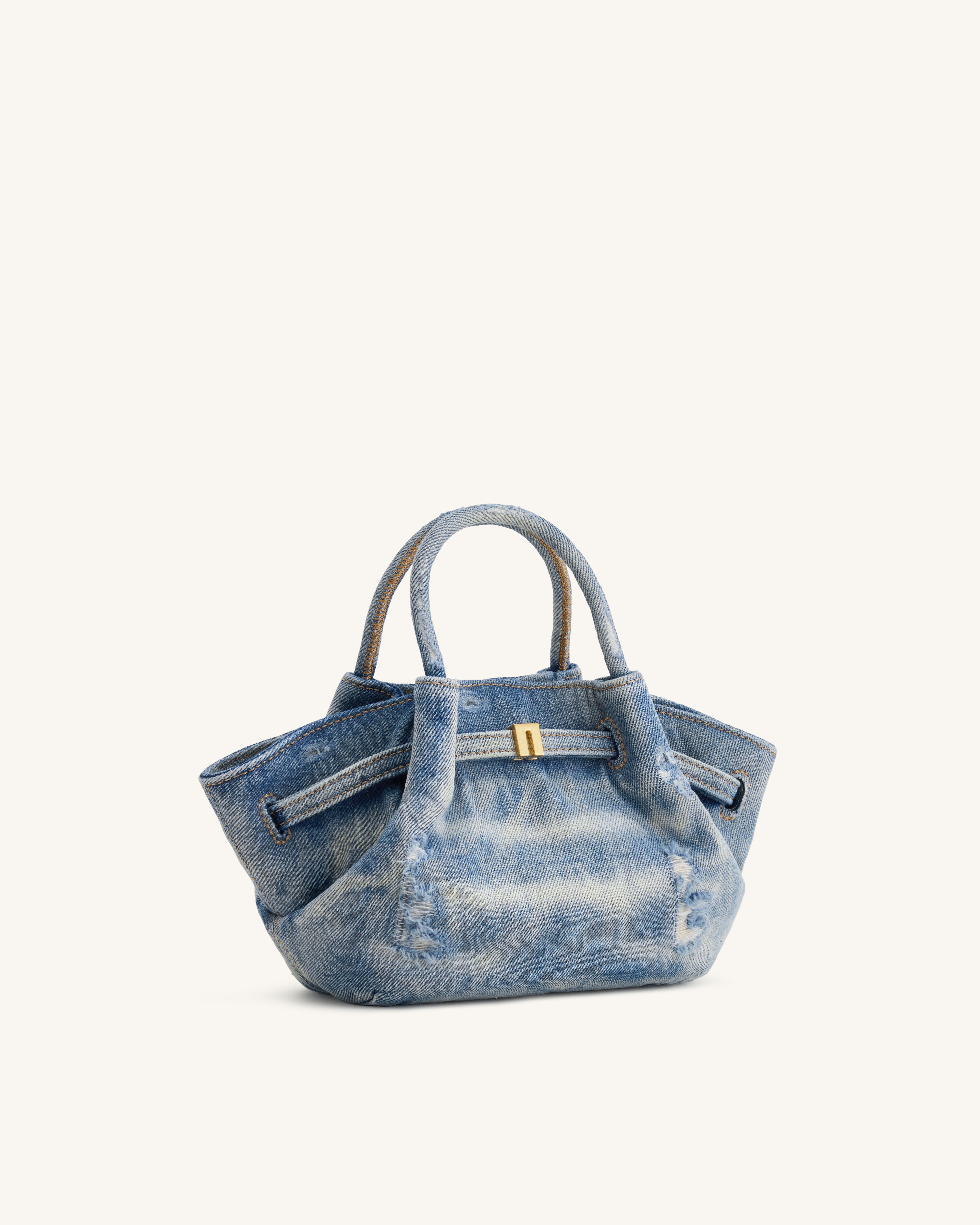 Hana Mini Denim Tote Bag - Blue | JW PEI