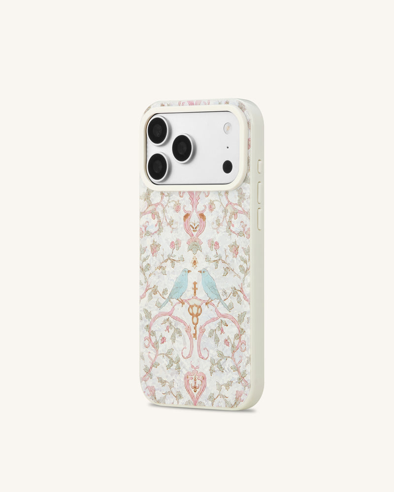Vintage Romance Bird Pearl Shell Phone Case - White