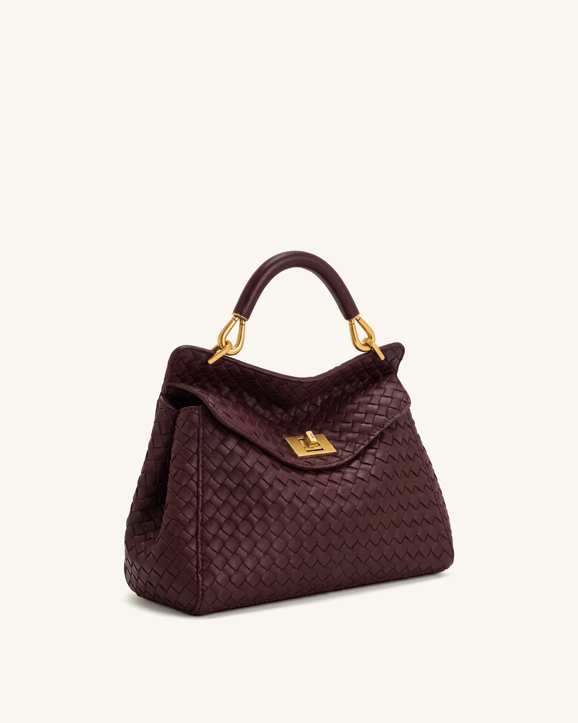 Lucia Classic Woven Top Handle Bag - Dark Burgundy | JW PEI