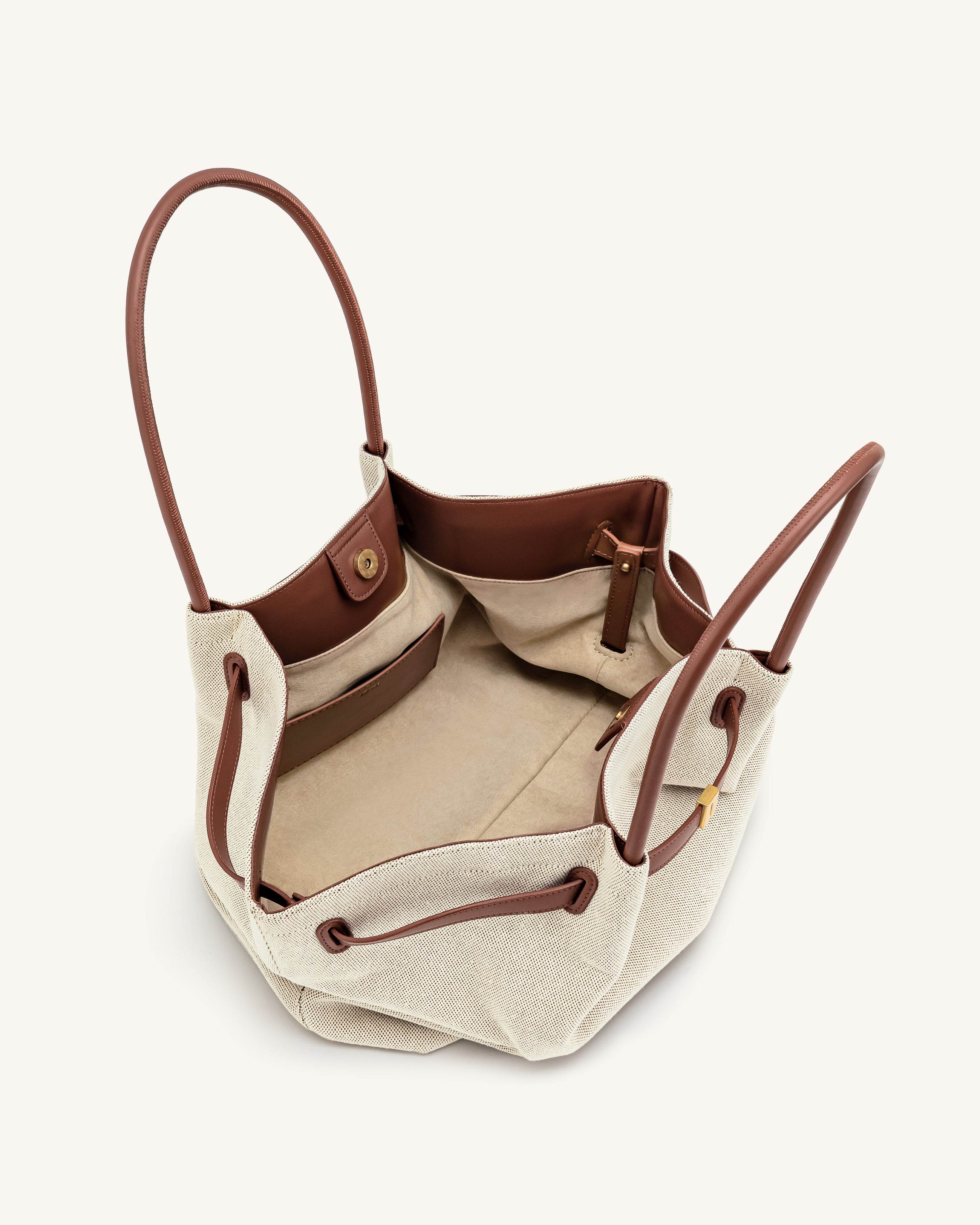 Hana Large Tote Bag - Brown Canvas