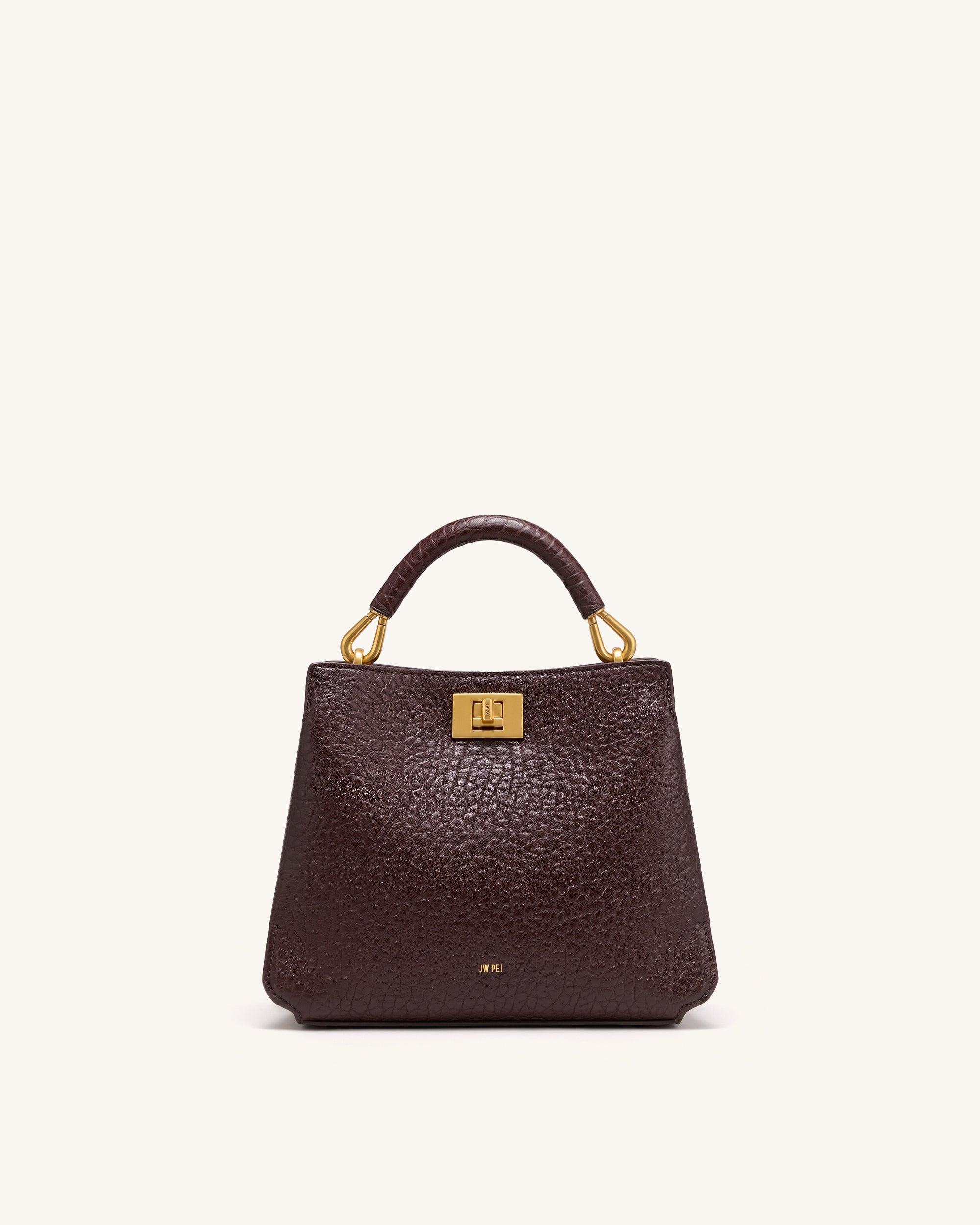 Lucia Elephant-Effect Top Handle Bag - Dark Brown | JW PEI