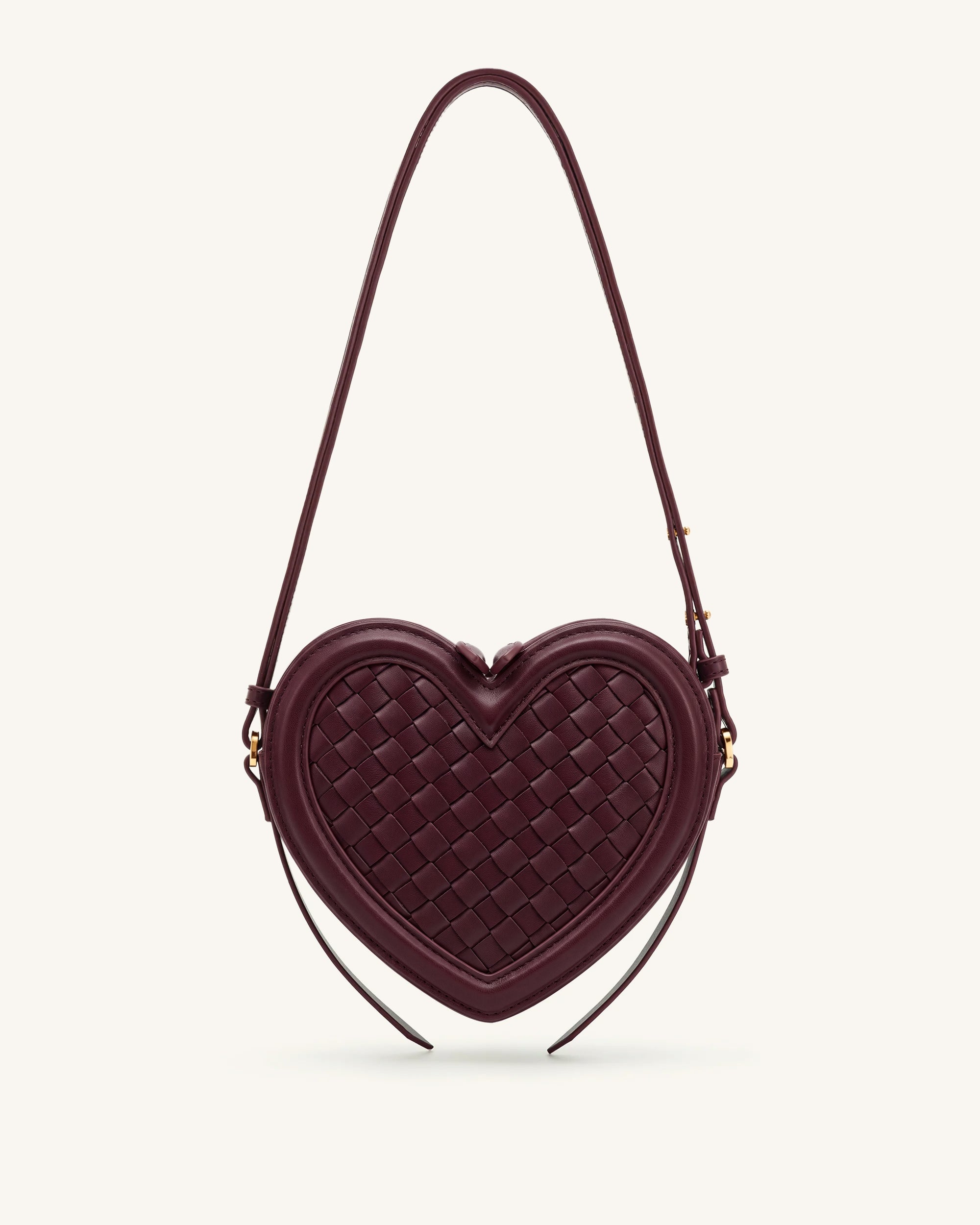 Arlene Woven Heart Shape Crossbody Bag - Deep Burgundy