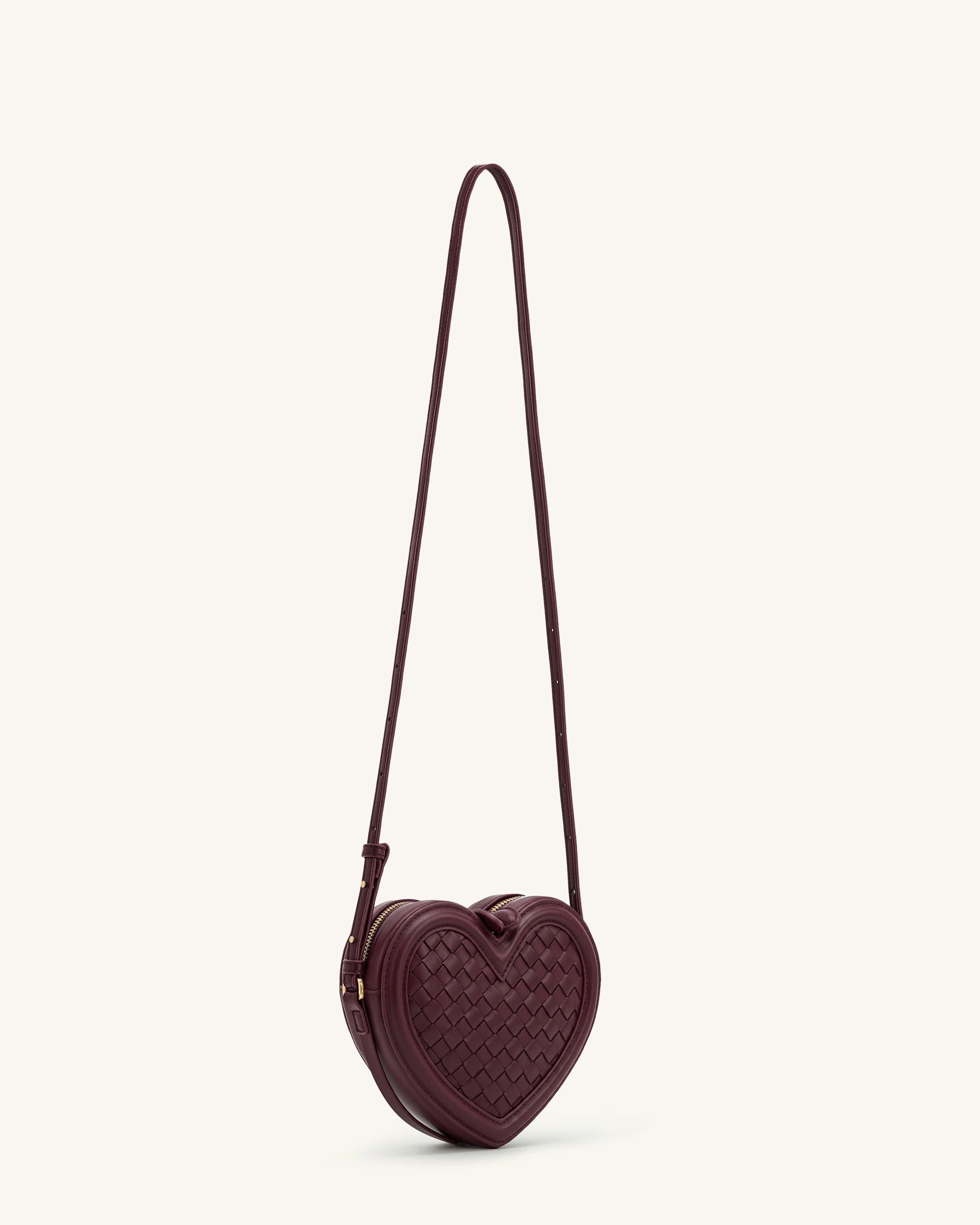 Arlene Woven Heart Shape Crossbody Bag - Deep Burgundy | JW PEI