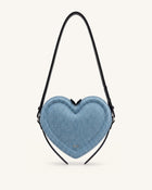 Arlene Heart Shaped Crossbody Bag - Light Blue Denim