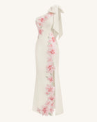Flower Embroidered One-Shoulder Maxi Dress - Ivory
