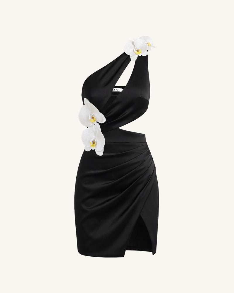 Orchid Embellished Cutout Mini Dress - Black
