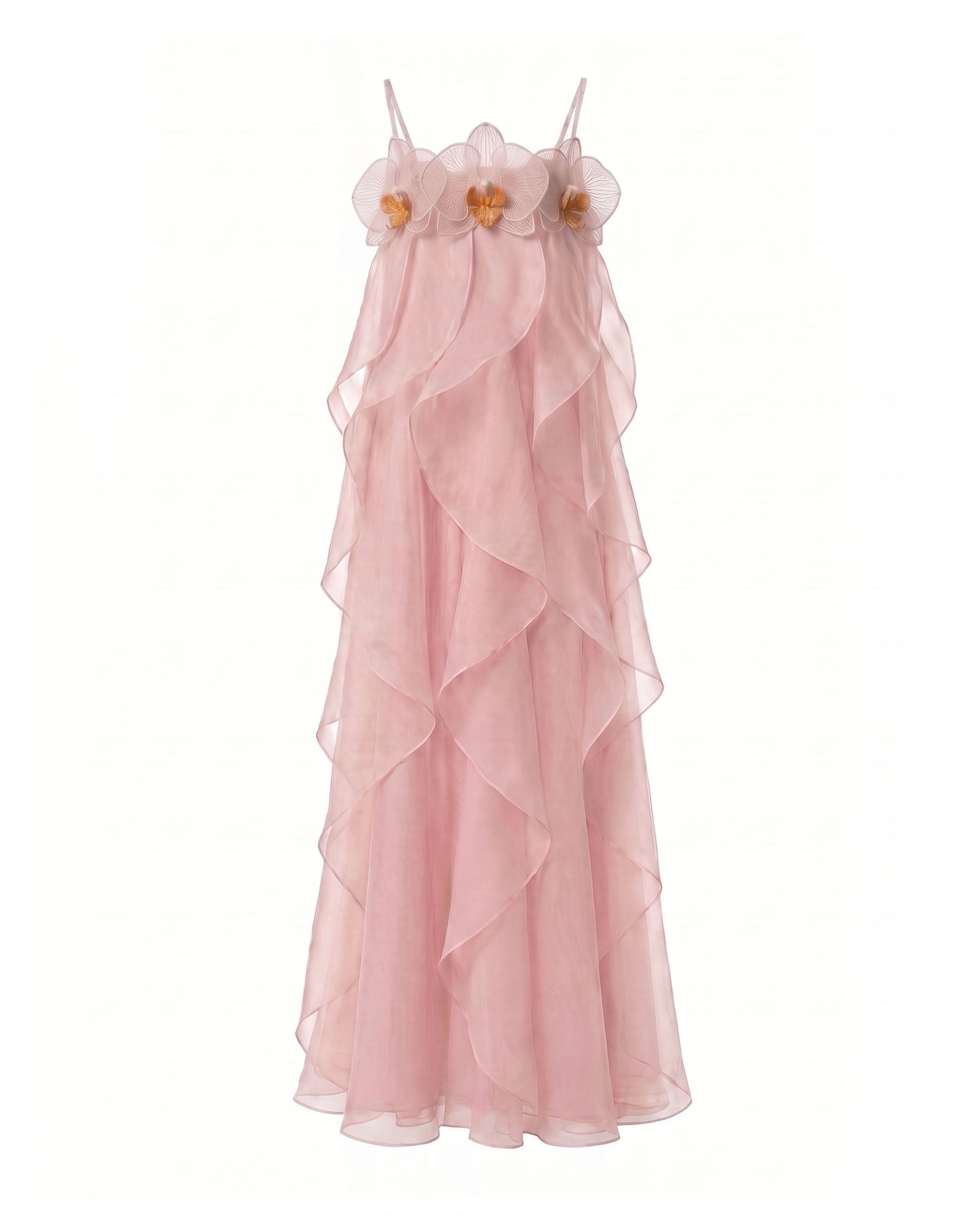 Orchid Embroidered Organza Maxi Dress - Blush Pink | JW PEI