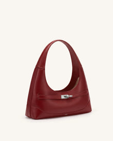 Noelle Belted Shoulder Bag - Deep Burgundy