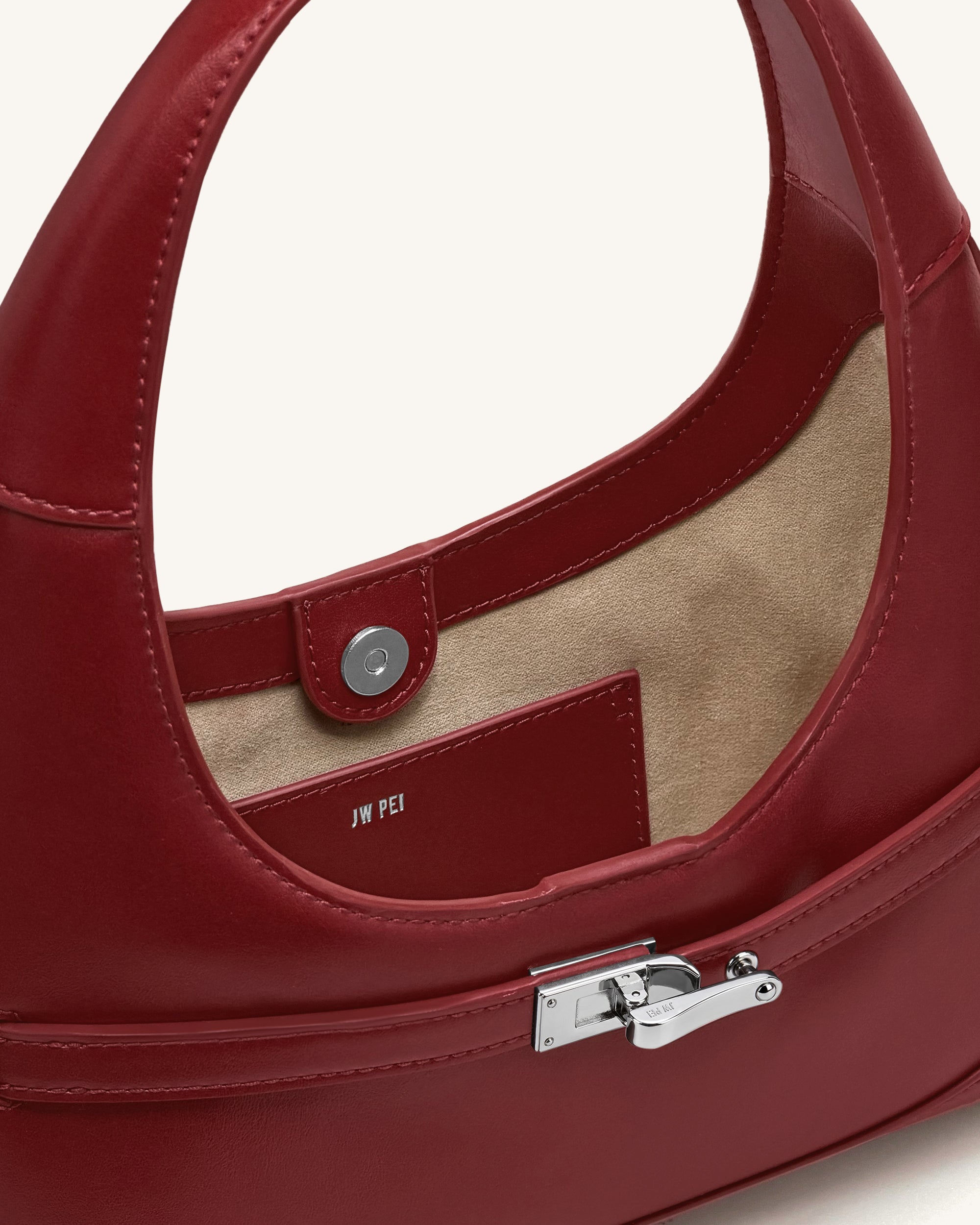 Noelle Belted Shoulder Bag - Deep Burgundy