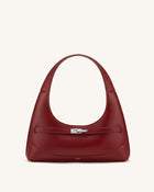 Noelle Belted Shoulder Bag - Deep Burgundy