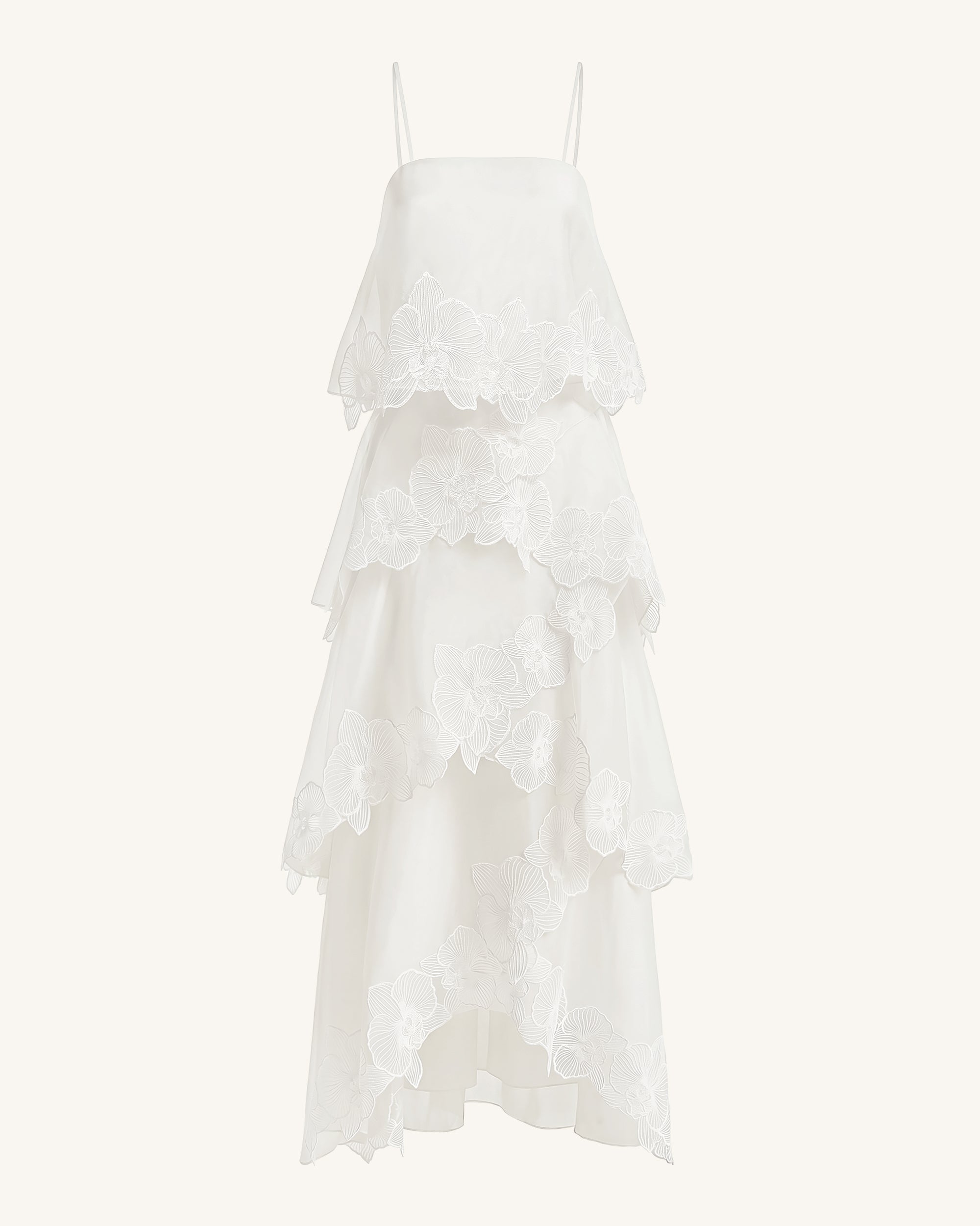 Orchid Embroidered Layered Maxi Dress - White 4