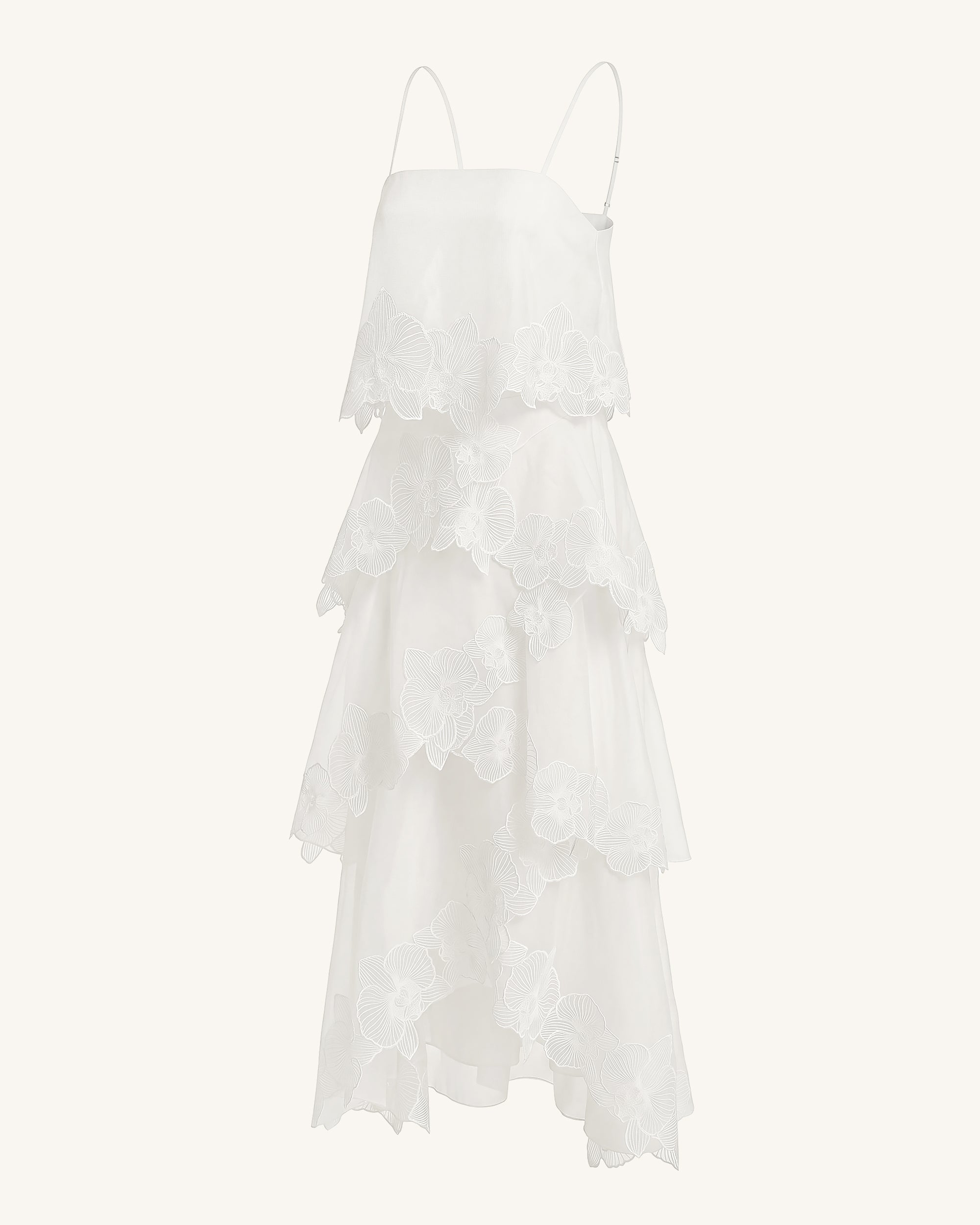 Orchid Embroidered Layered Maxi Dress - White 4