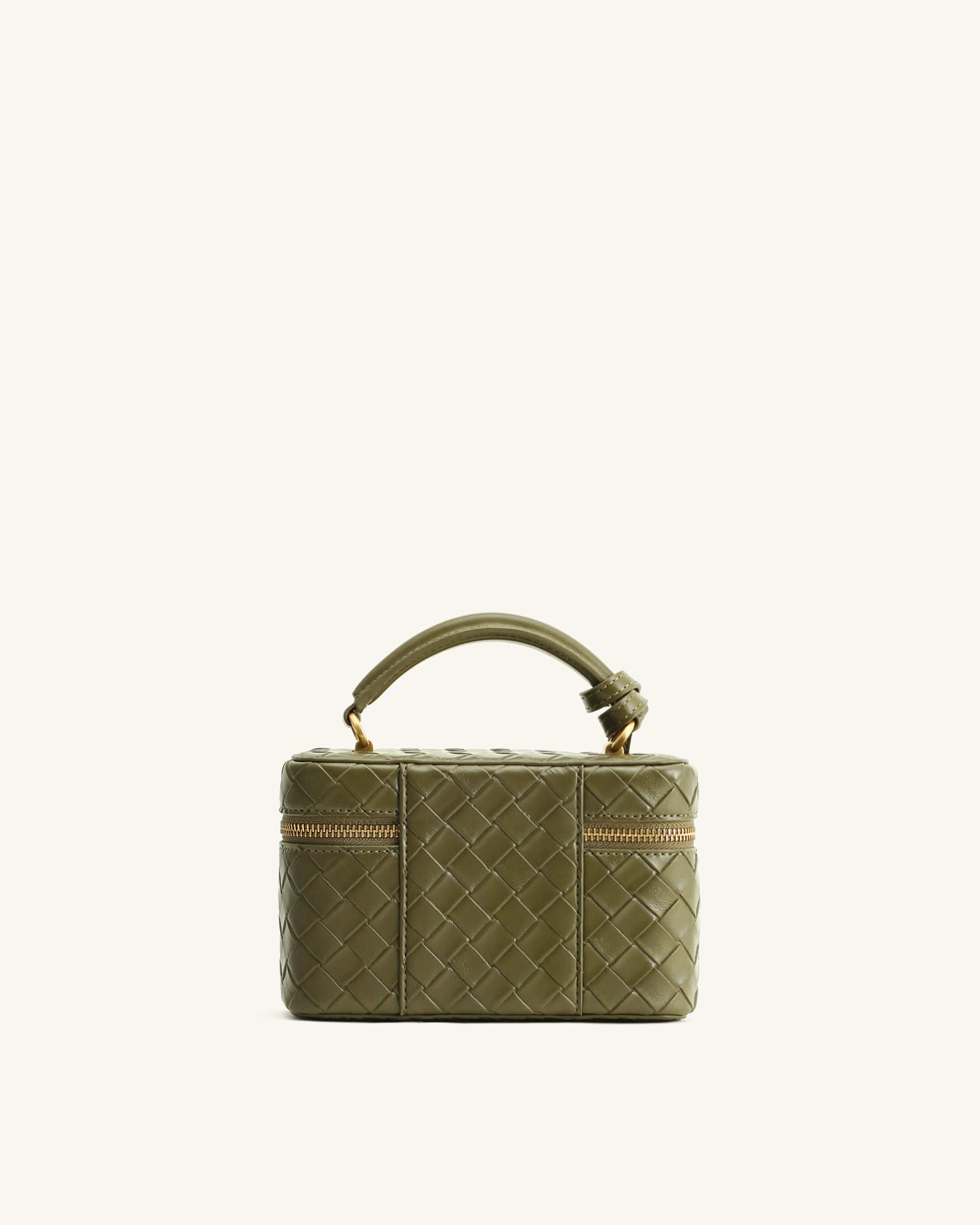 Cleo Woven Texture Box Shape Top Handle Bag - Olive Green | JW PEI