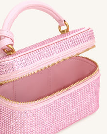 Cleo Artificial Crystal Box Shape Top Handle Bag - Pink