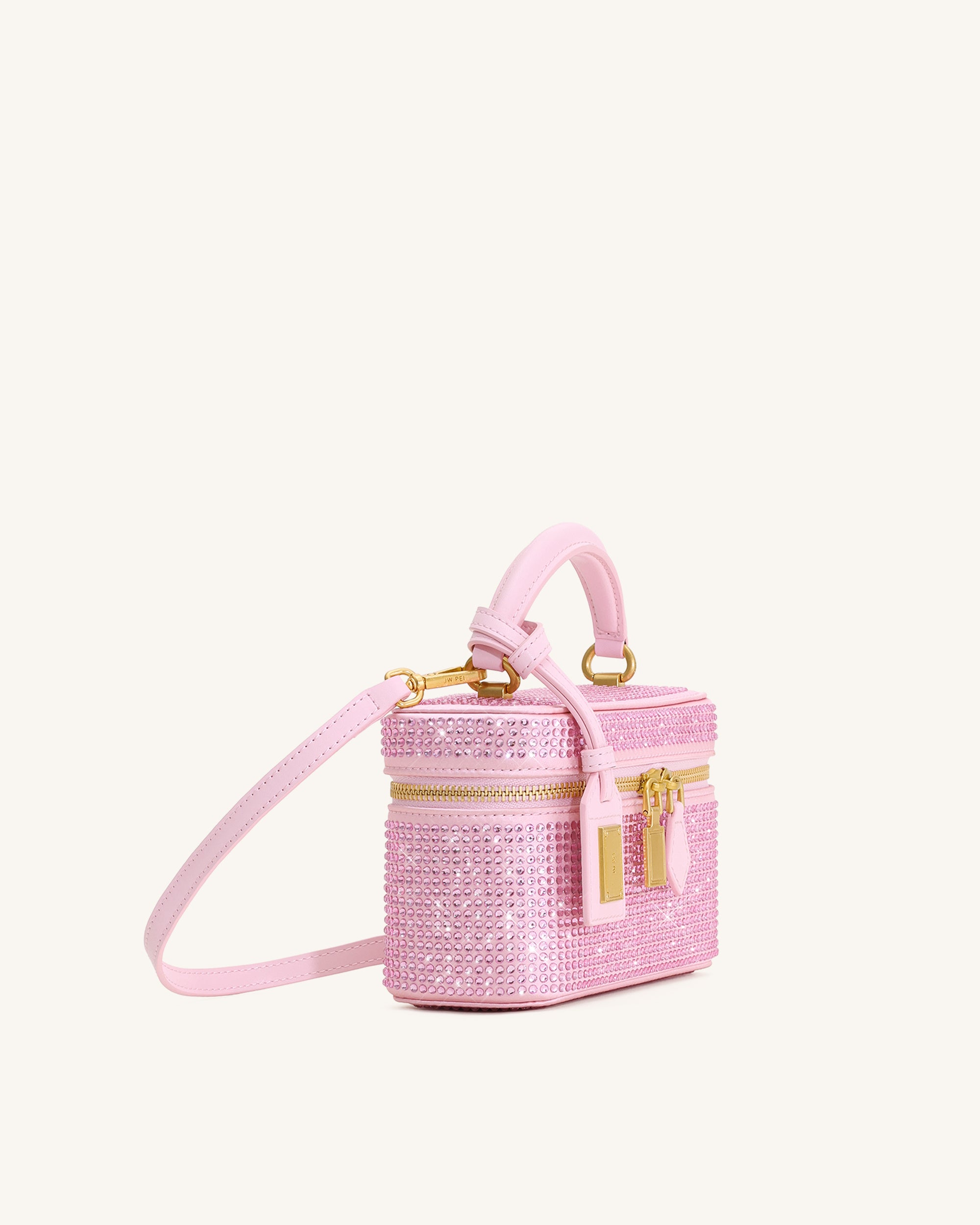 Cleo Artificial Crystal Box Shape Top Handle Bag - Pink | JW PEI