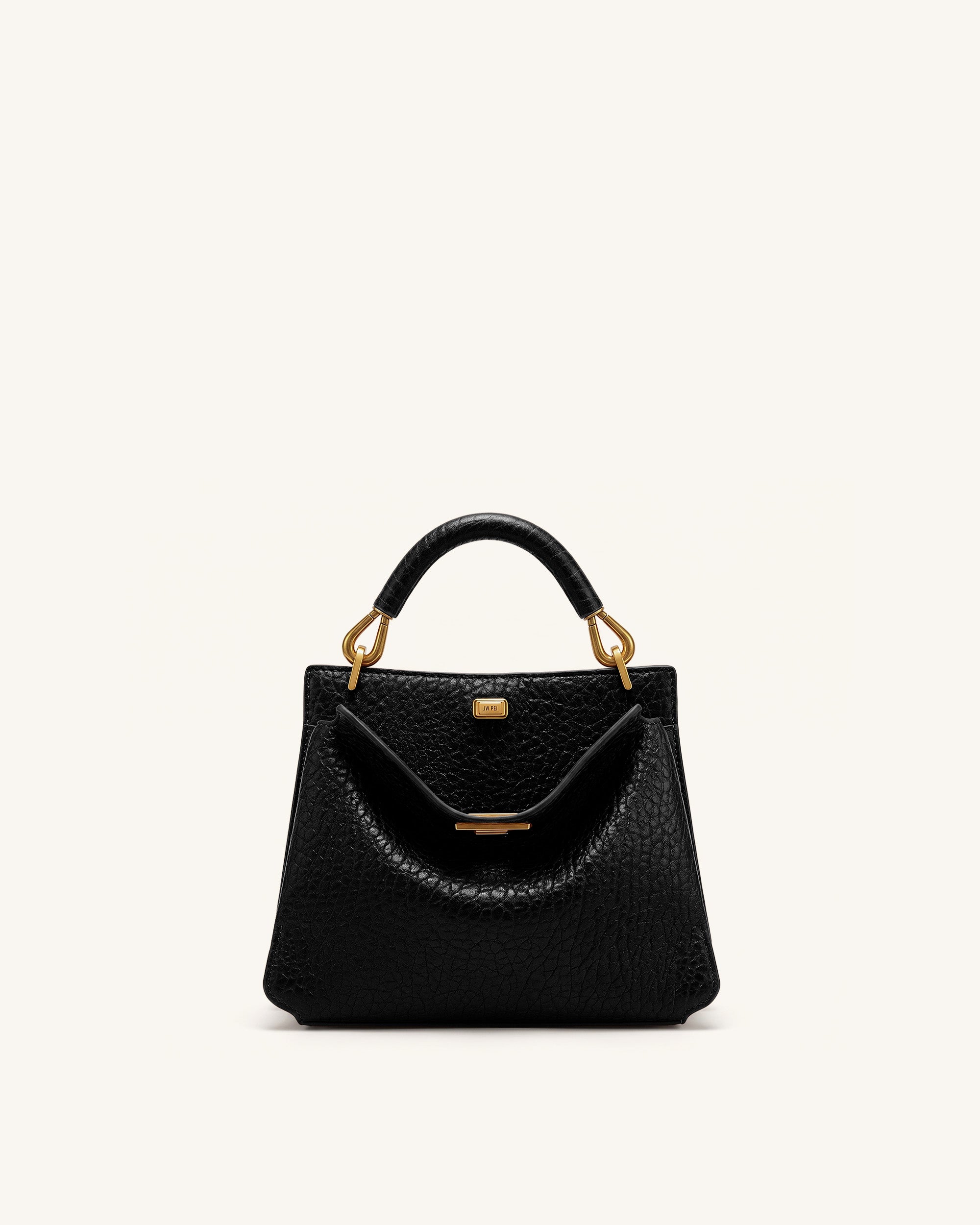 Lucia Elephant-Effect Top Handle Bag - Black | JW PEI