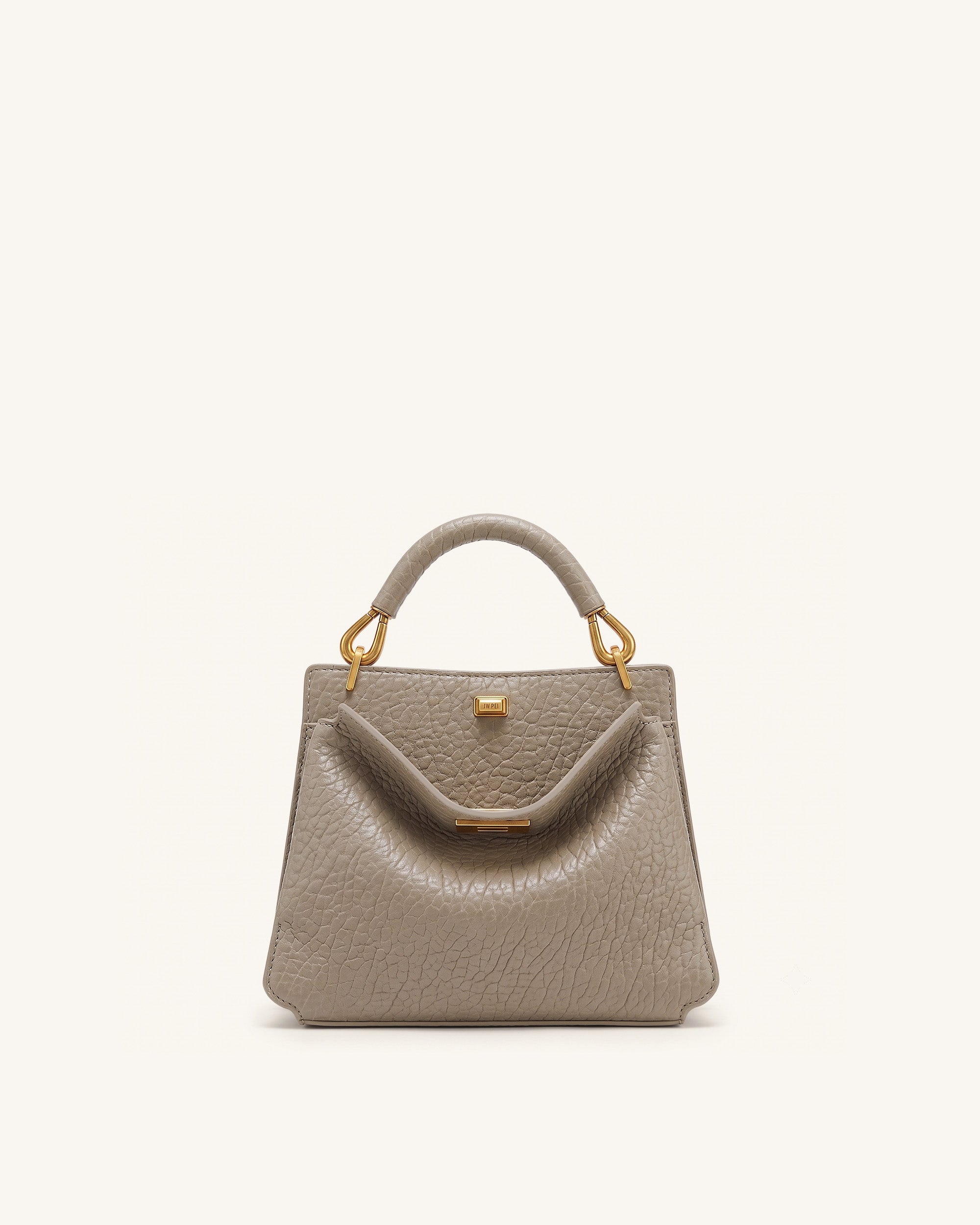 Lucia Elephant-Effect Top Handle Bag - Stone Gray | JW PEI