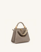 Lucia Elephant-Effect Top Handle Bag - Stone Gray