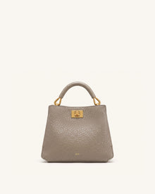 Lucia Elephant-Effect Top Handle Bag - Stone Gray