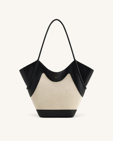 Maribel Panel Tote Bag - Black Canvas