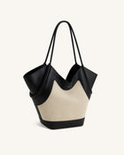 Maribel Panel Tote Bag - Black Canvas