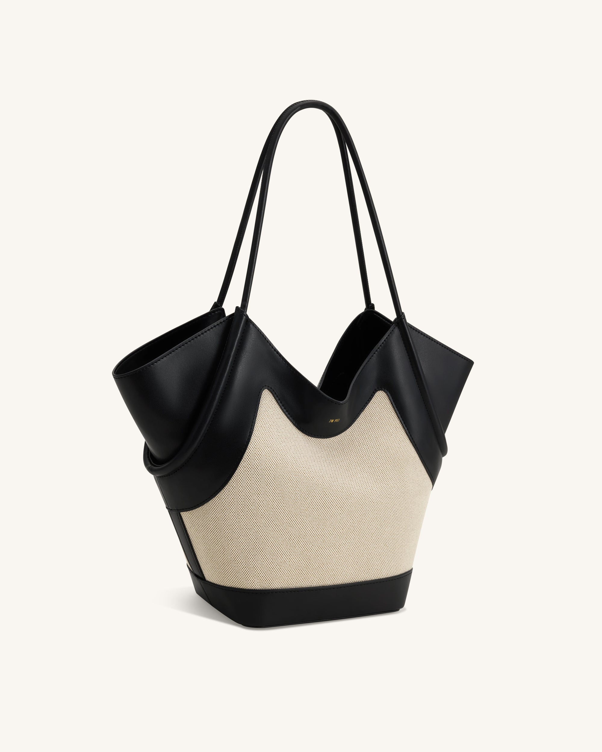 Maribel Panel Tote Bag - Black Canvas