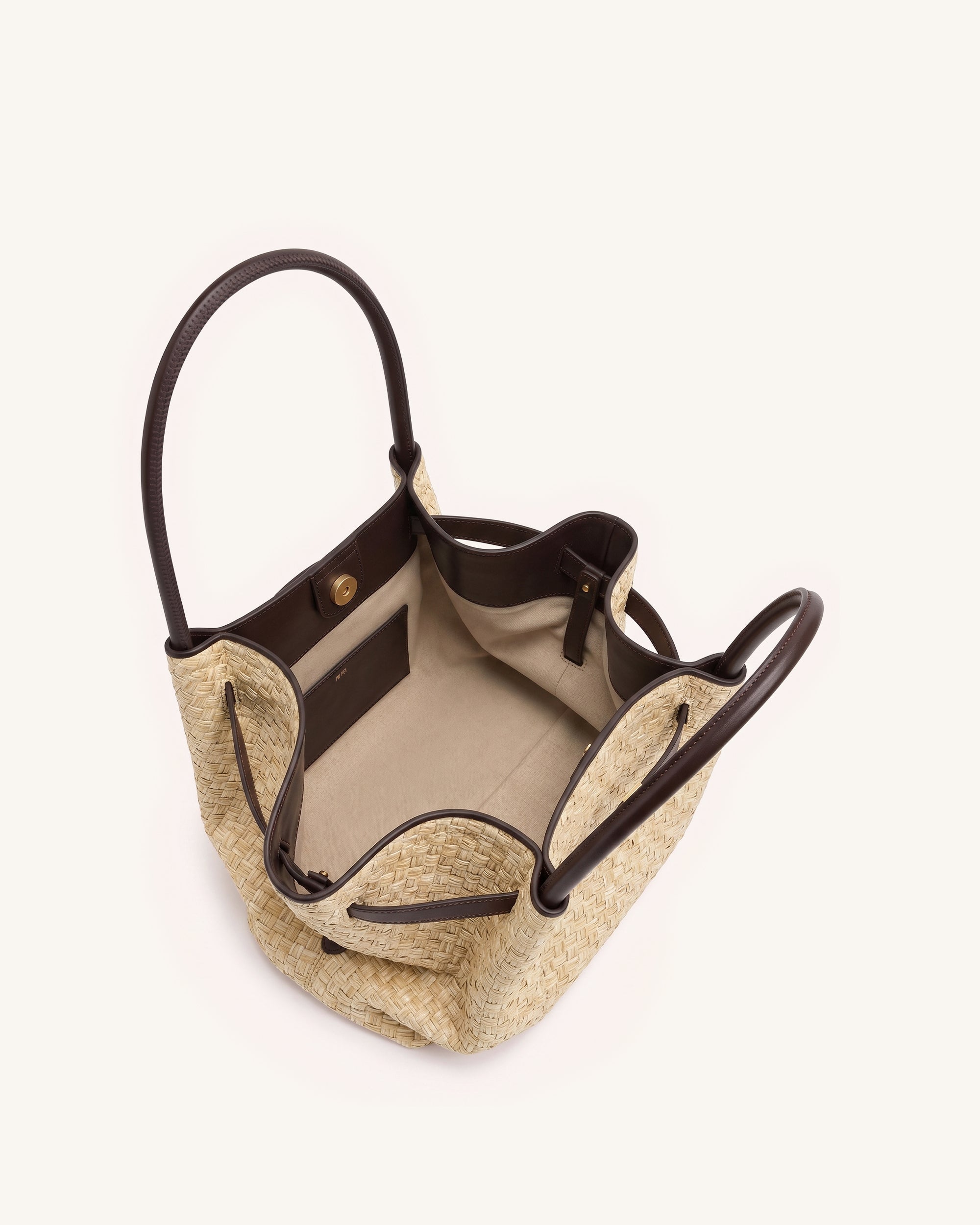 Hana*　0710 Hana Medium Faux Straw Tote Bag - Brown | JW PEI