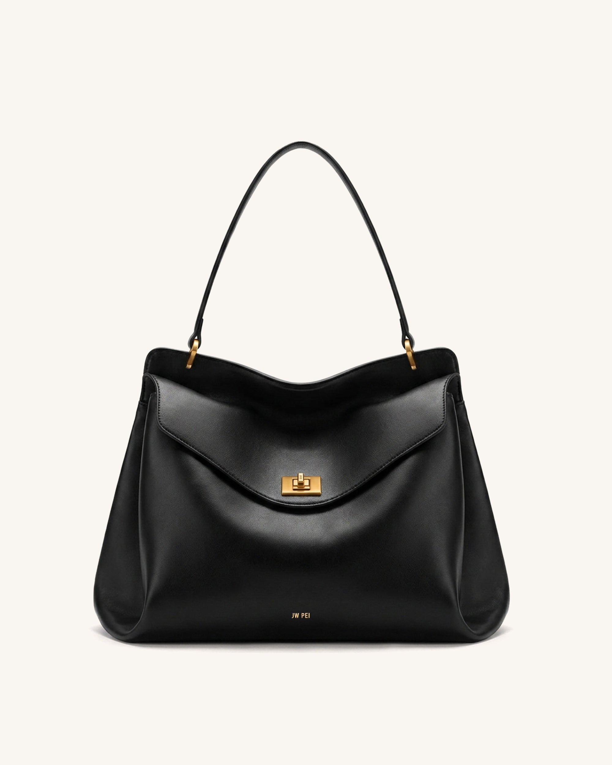Lucia Turn-Lock Shoulder Bag - Black | JW PEI