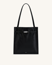Noelle Belted Tote Bag - Black