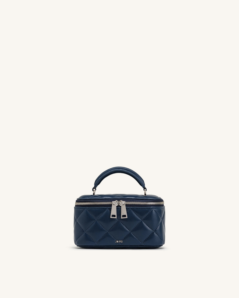 Vivienne Quilted Vanity Top Handle Bag - Navy
