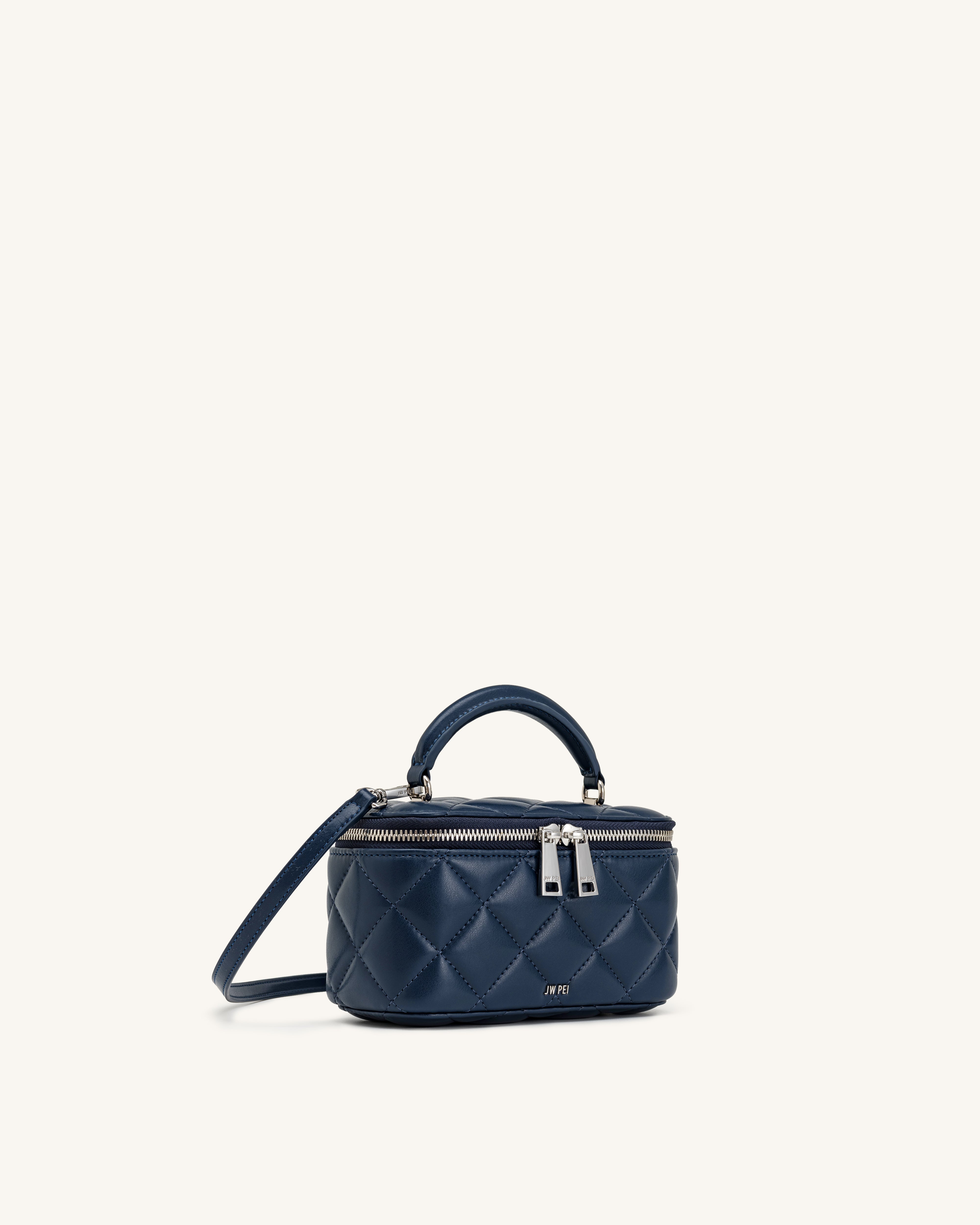 Vivienne Quilted Vanity Top Handle Bag - Navy | JW PEI