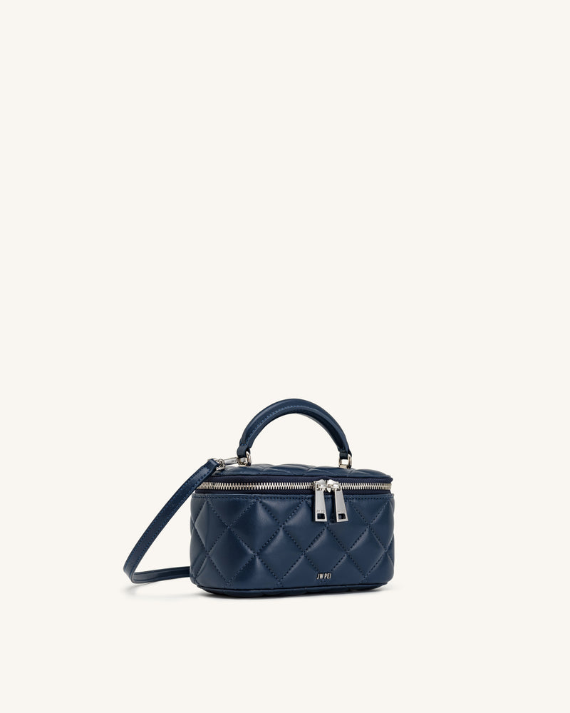 Vivienne Quilted Vanity Top Handle Bag - Navy