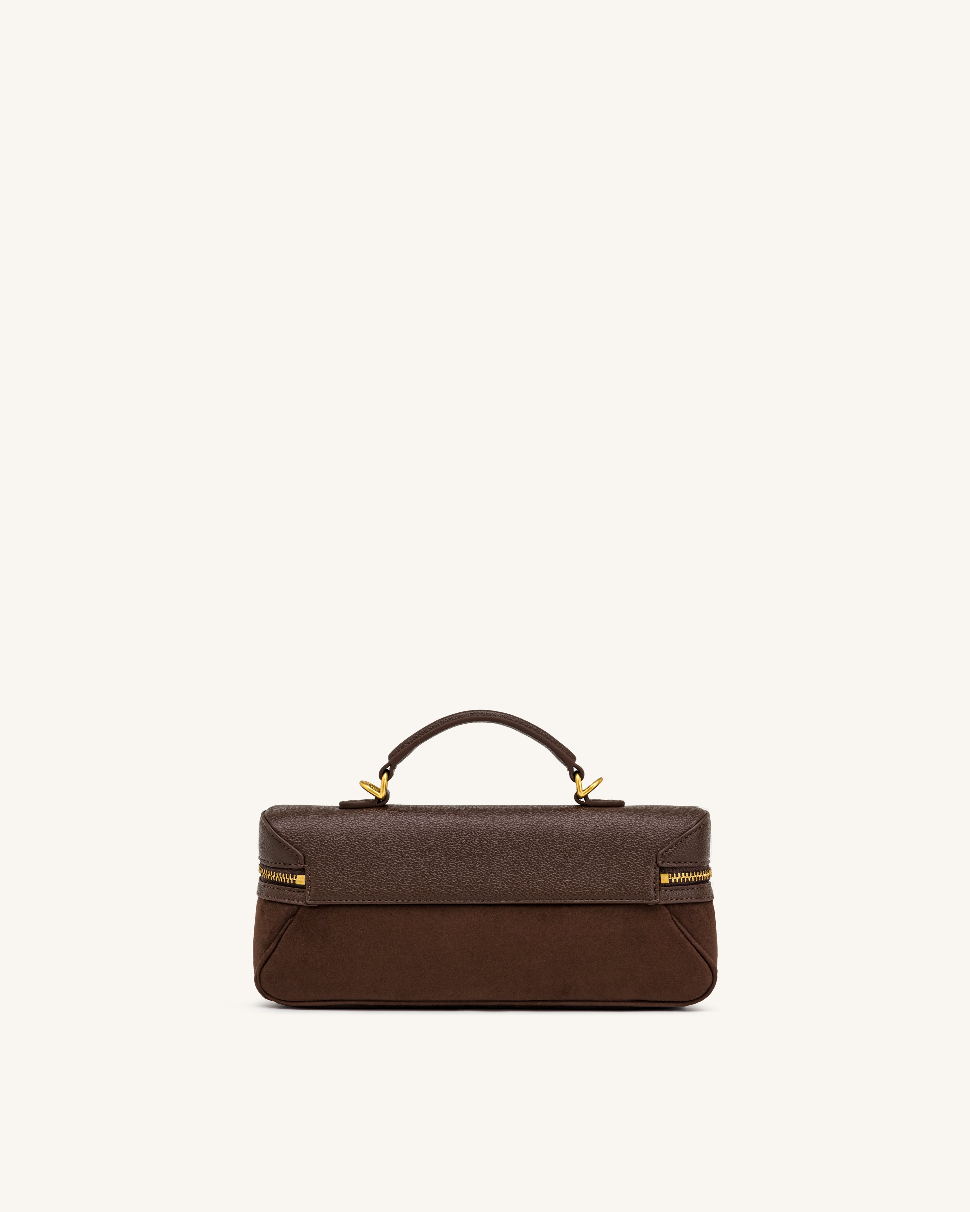 Cleo Faux Suede Vanity Bag - Dark Brown | JW PEI
