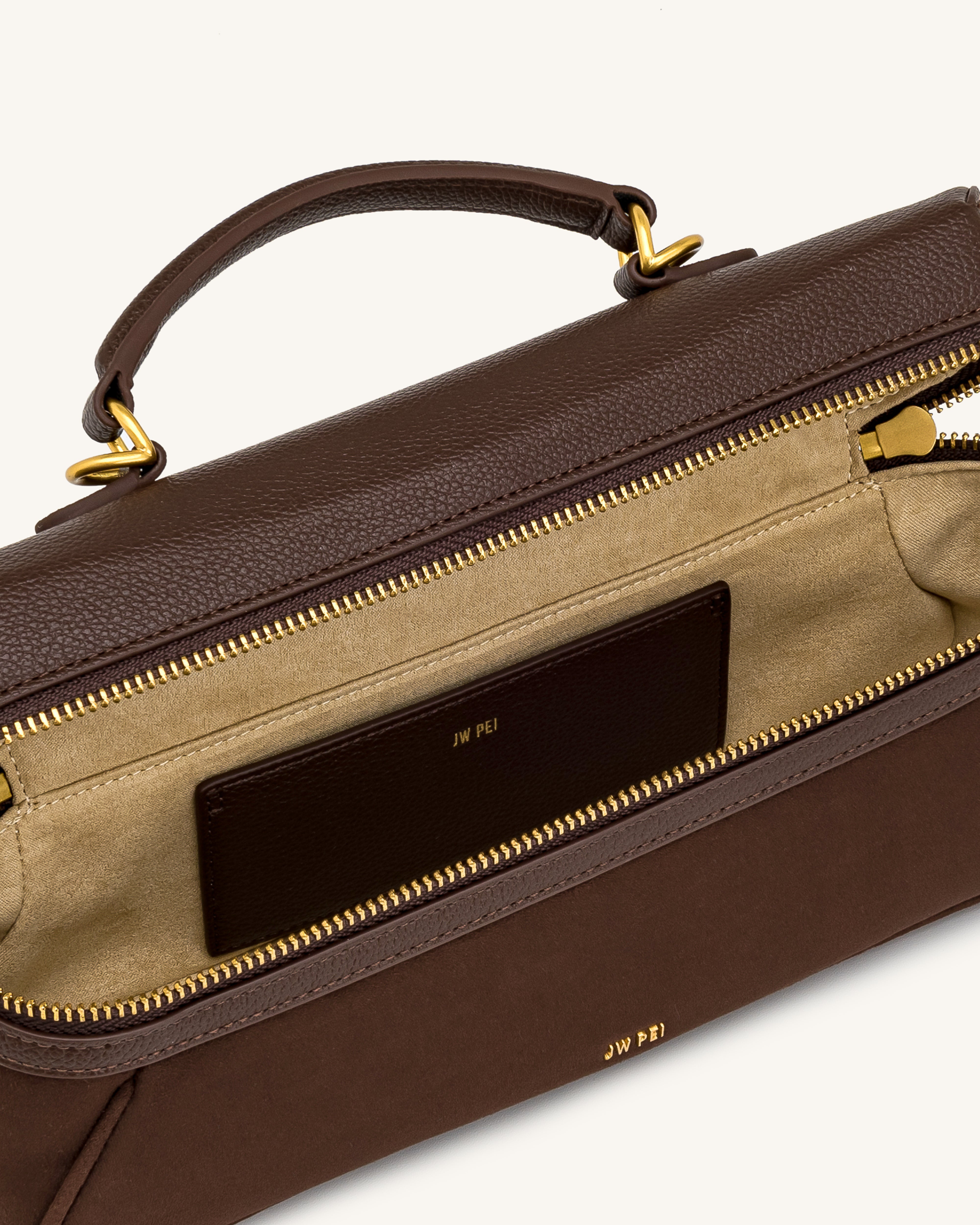 Cleo Faux Suede Vanity Bag - Dark Brown | JW PEI