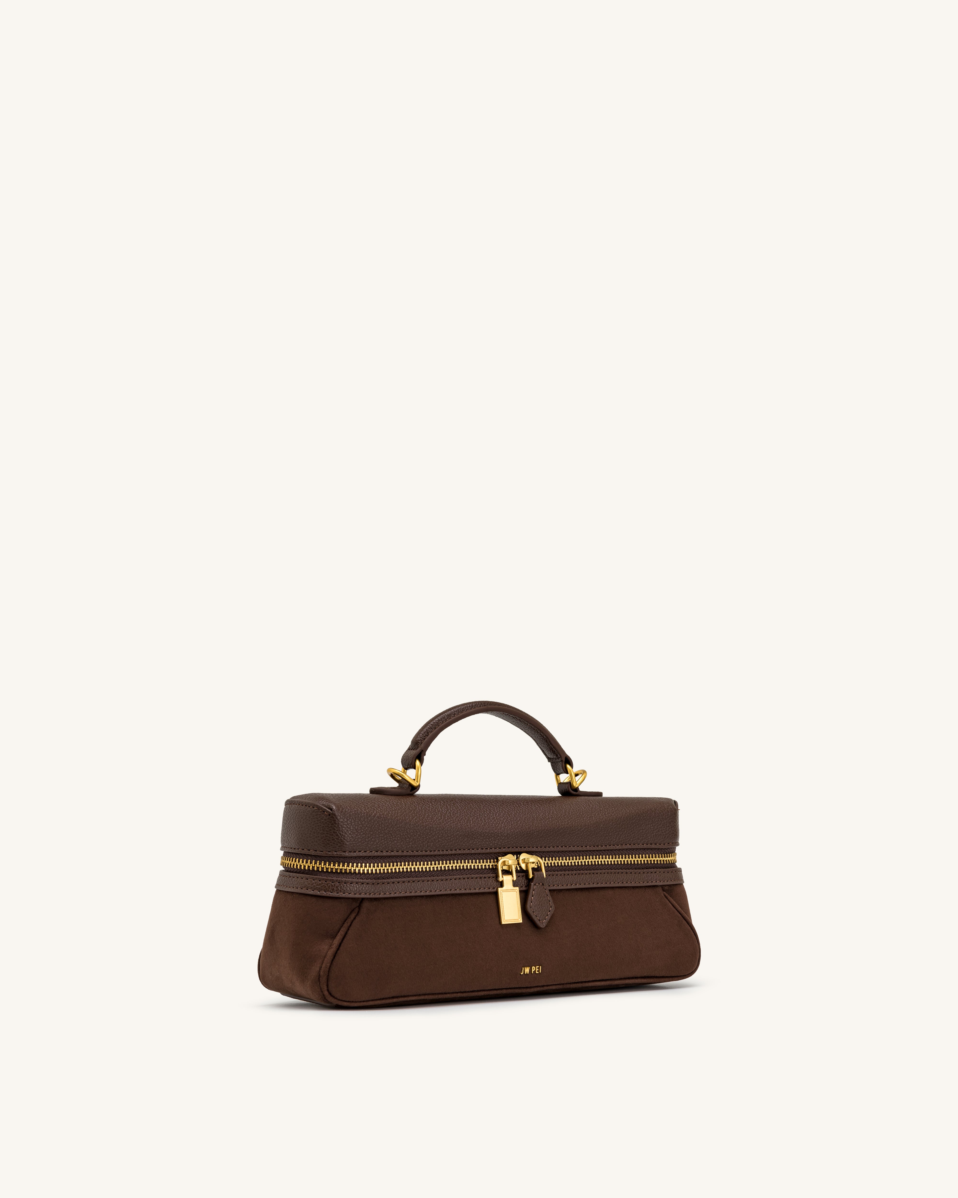 Cleo Faux Suede Vanity Bag - Dark Brown | JW PEI