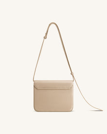Evania Lock Pebbled Shoulder Bag - Khaki
