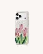 Tulip Faux Pearl Phone Case - White