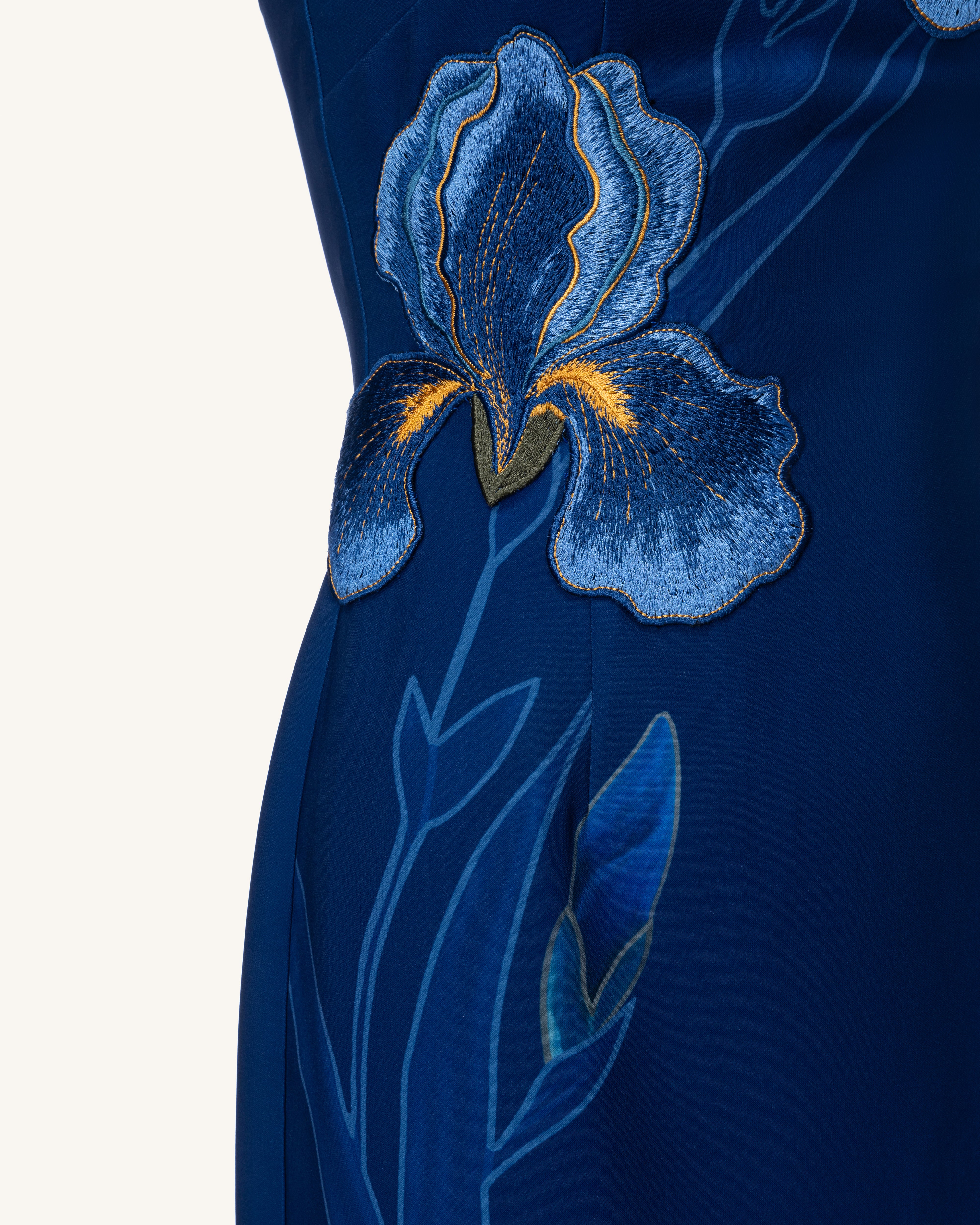 Iris Embroidered Halter Midi Dress - Navy Blue | JW PEI