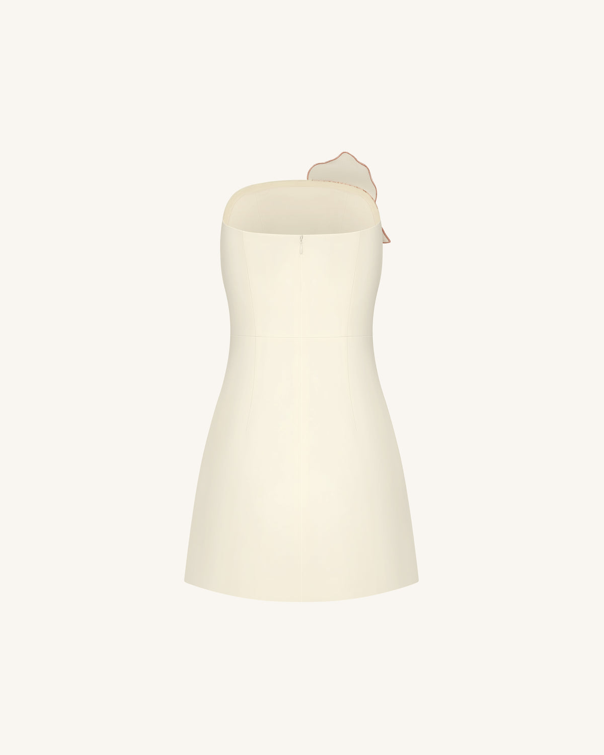 Slipper Orchid Appliqué Mini Dress - Ivory/Peach Pink