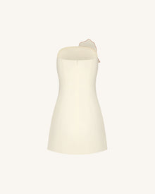 Slipper Orchid Appliqué Mini Dress - Ivory/Peach Pink