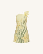 Floral Printed Mini Dress - Yellow