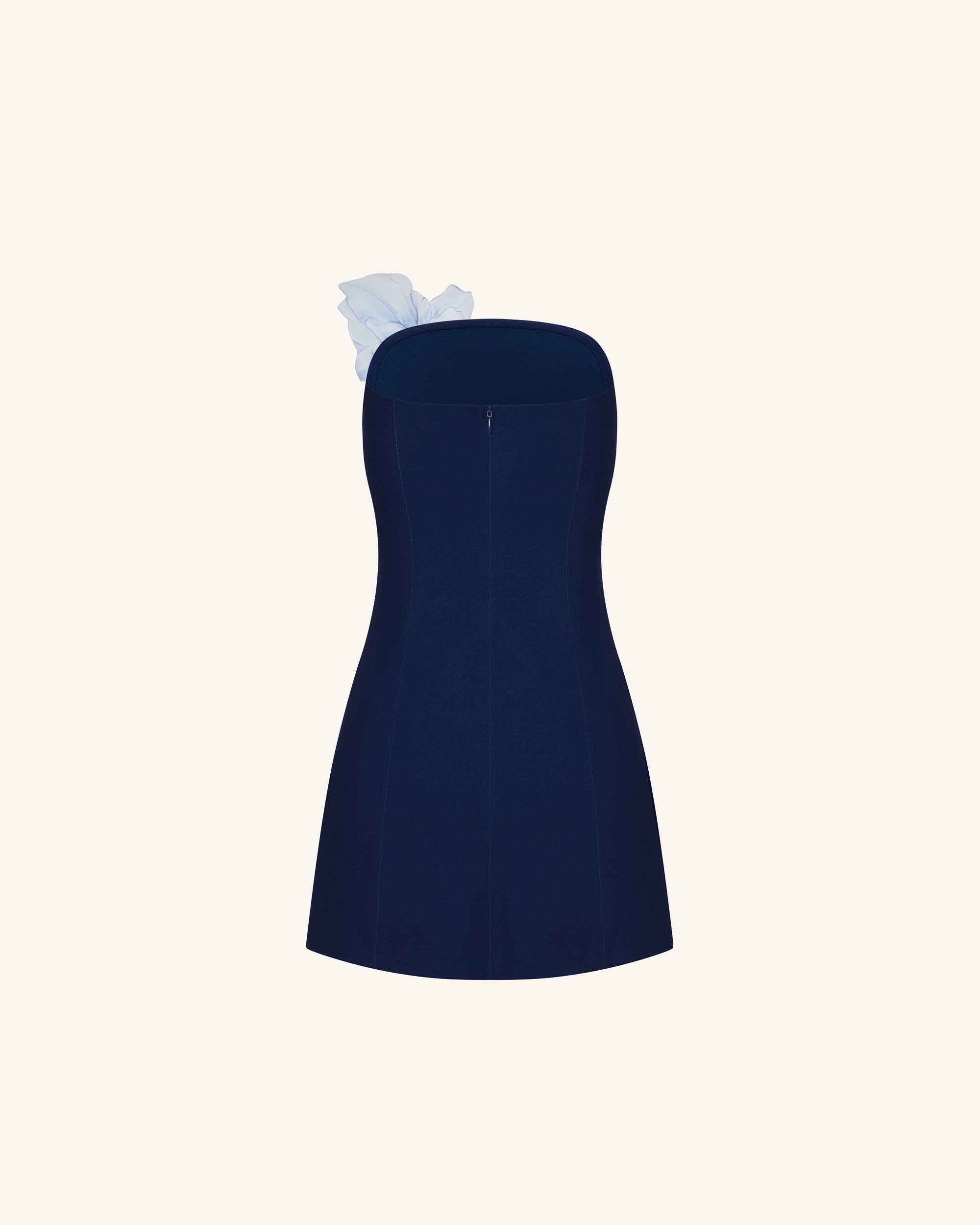 Floral Printed Mini Dress - Navy blue