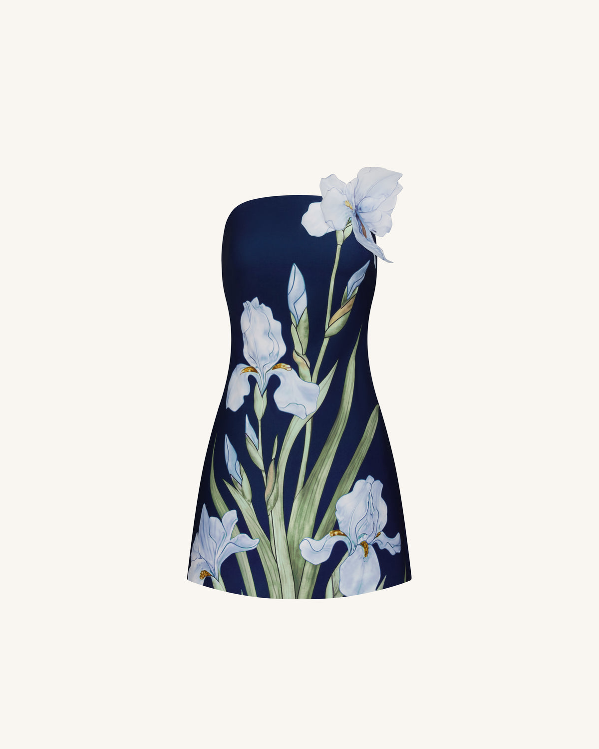 Floral Printed Mini Dress - Navy blue