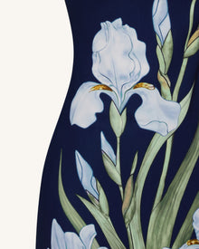 Floral Printed Mini Dress - Navy blue