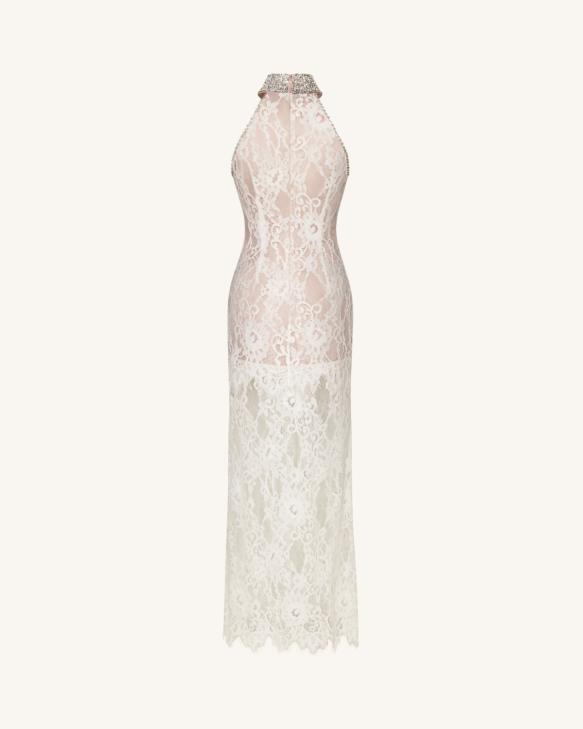 white lace halter neck dress Jeweled - Inner lining shorter than Mother of the Bride Length_Over the Calf Size:XL: Men 10-12.5 Women 12-14