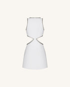 Beaded Trim Floral Mini Dress - White
