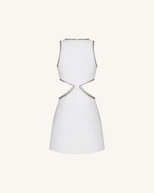 Beaded Trim Floral Mini Dress - White